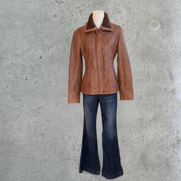 Vintage tan leather jacket - Picture 7 of 8